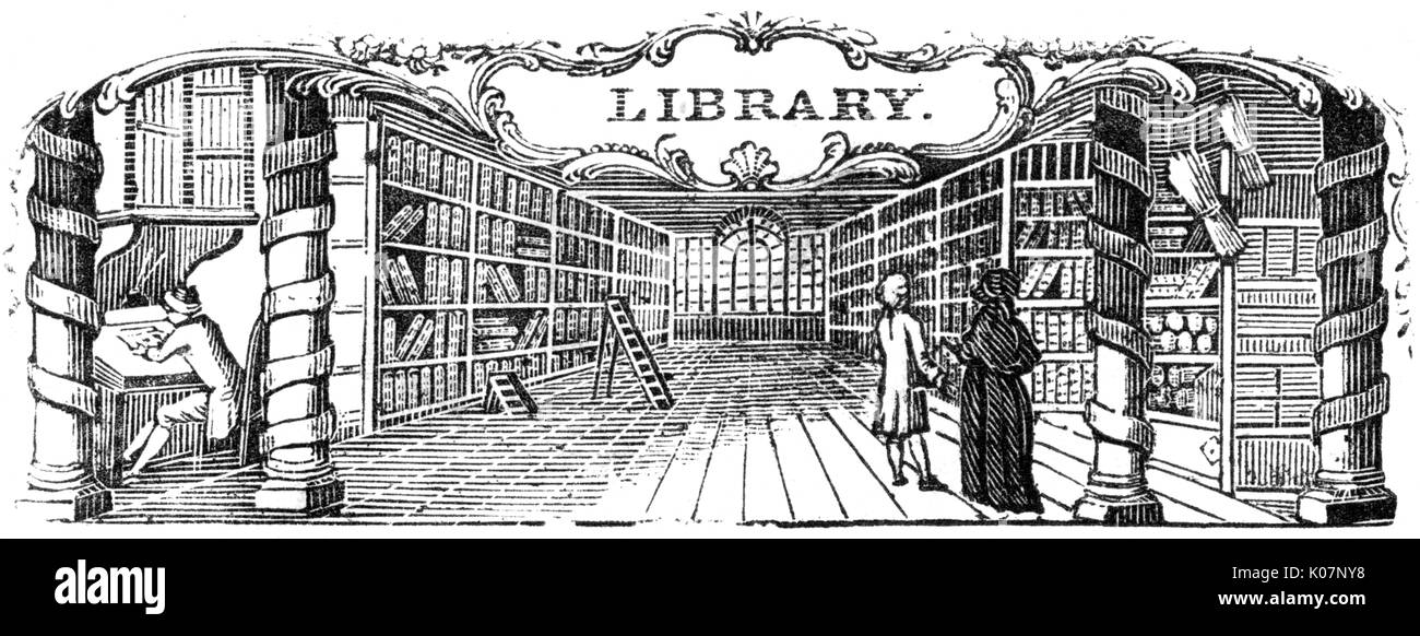 Library interior, 1790s Stock Photo