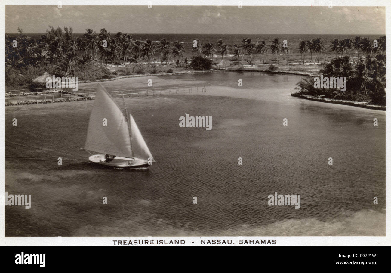 Treasure Island, Nassau, Bahamas, West Indies, with yacht and cove