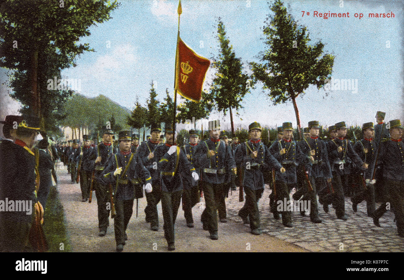 Dutch 7th Regiment marching along a street Stock Photo