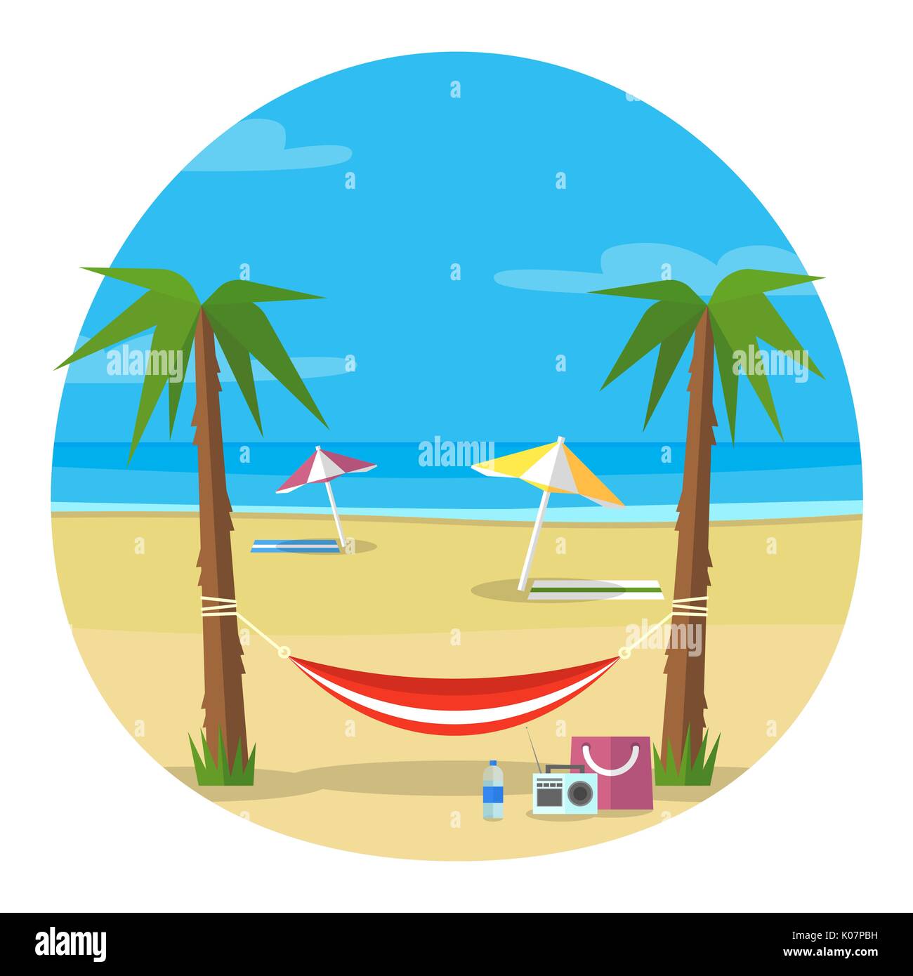 Hammock and beach illustration Stock Vector Image & Art - Alamy