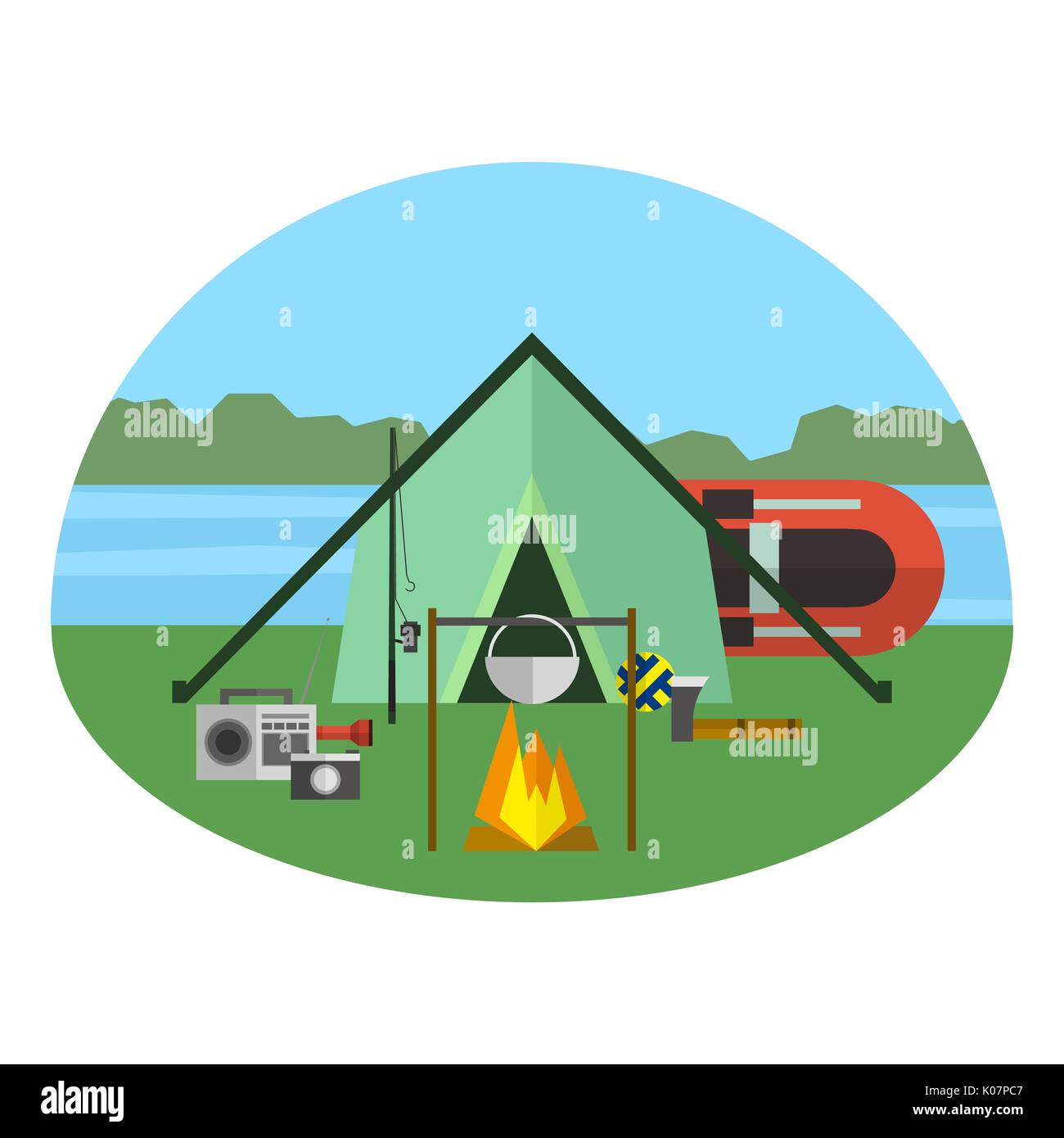 Vector illustration of camping outdoor activity. Great for web and ...