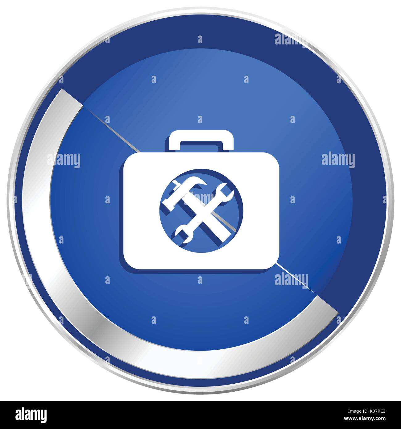 Toolkit silver metallic web and mobile phone vector icon in eps 10. Stock Vector