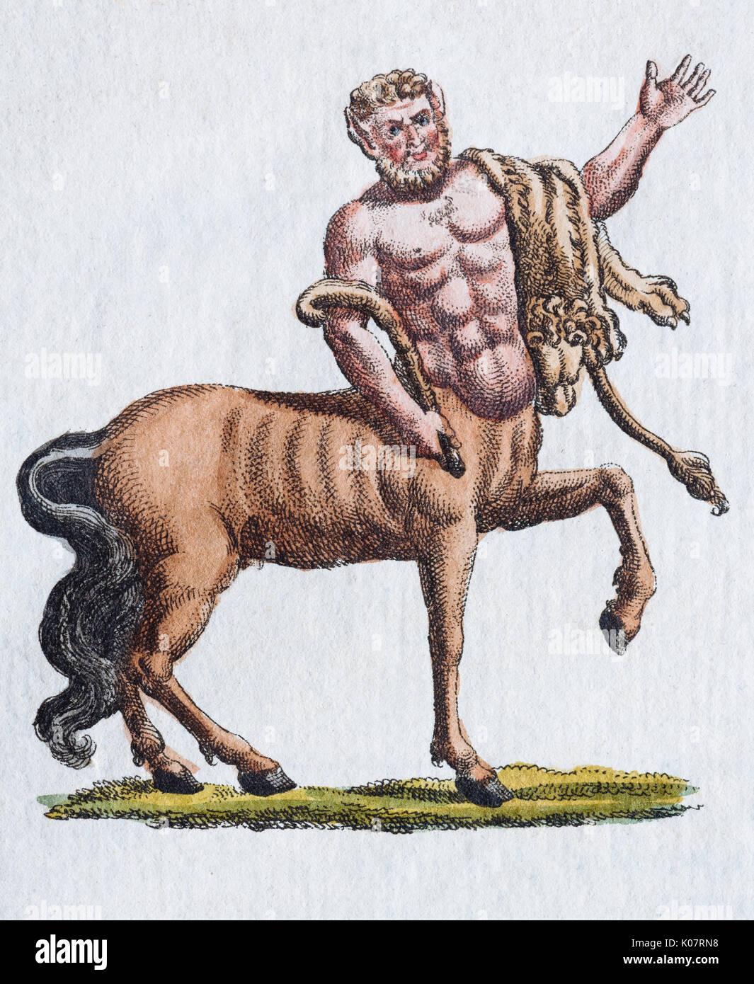 Centaur, hand - colored copper engraving from Friedrich Justin Bertuch Picture book for children, Weimar 1792 Stock Photo