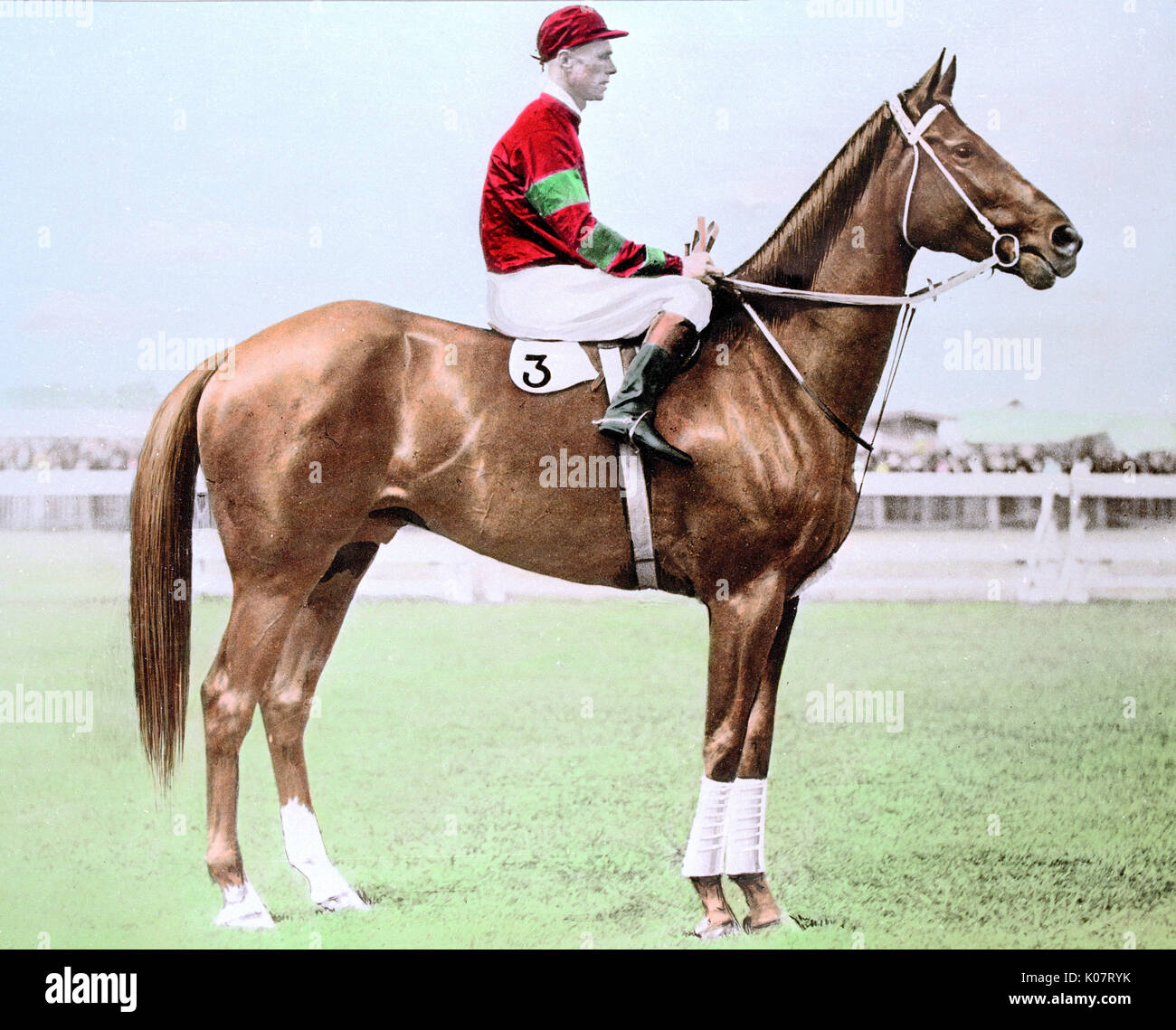 Jim Pike, Australian jockey, on his horse, Phar Lap Stock Photo