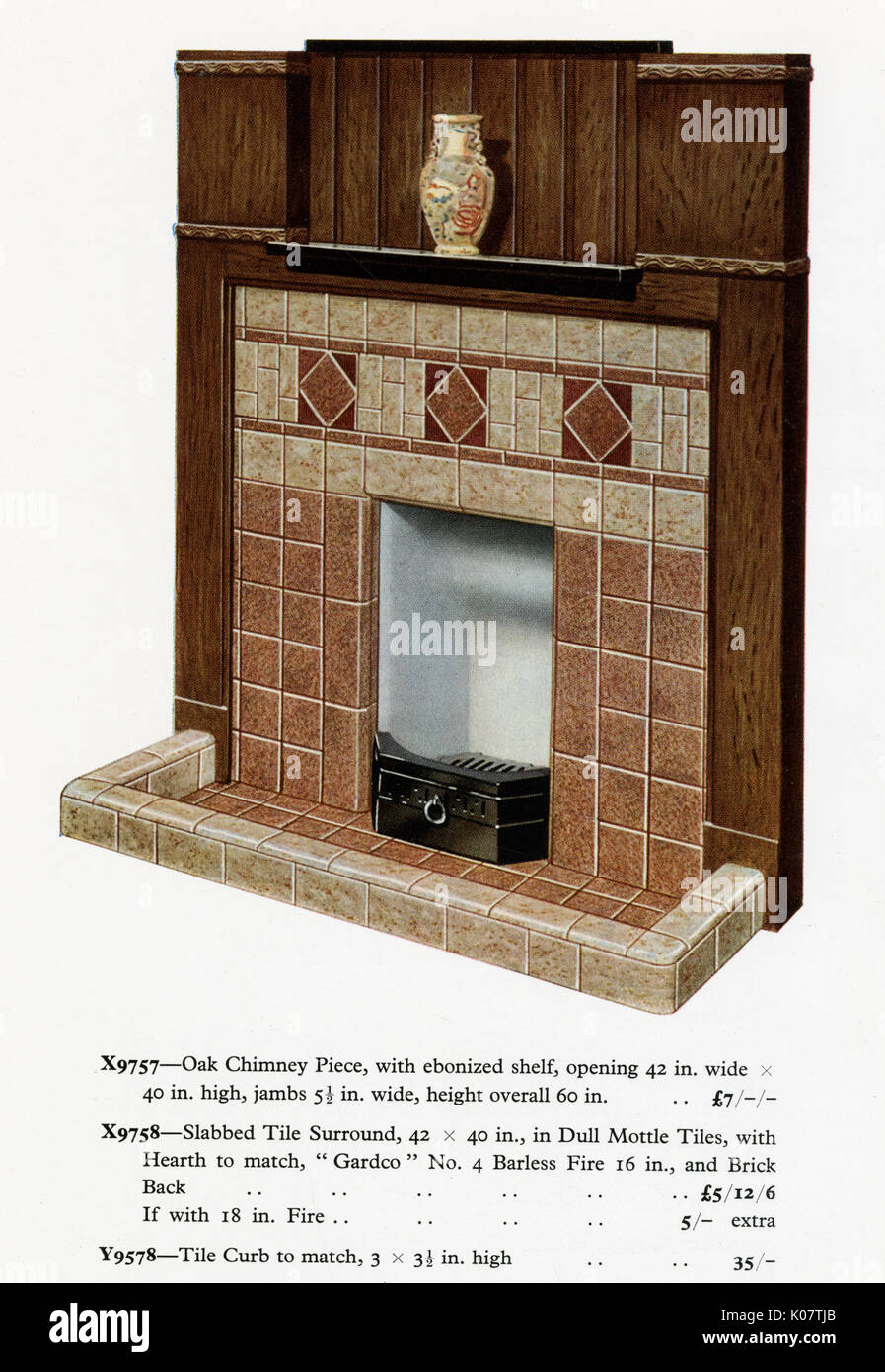 Slabbed In Three Different Mottled Tiles With Kerbed Hearth And A