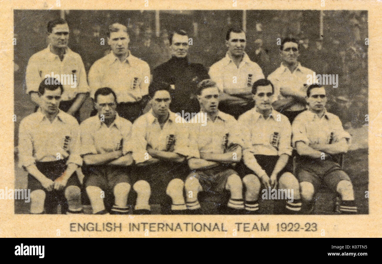 English International football team 19221923. Back row Osborne, Moss