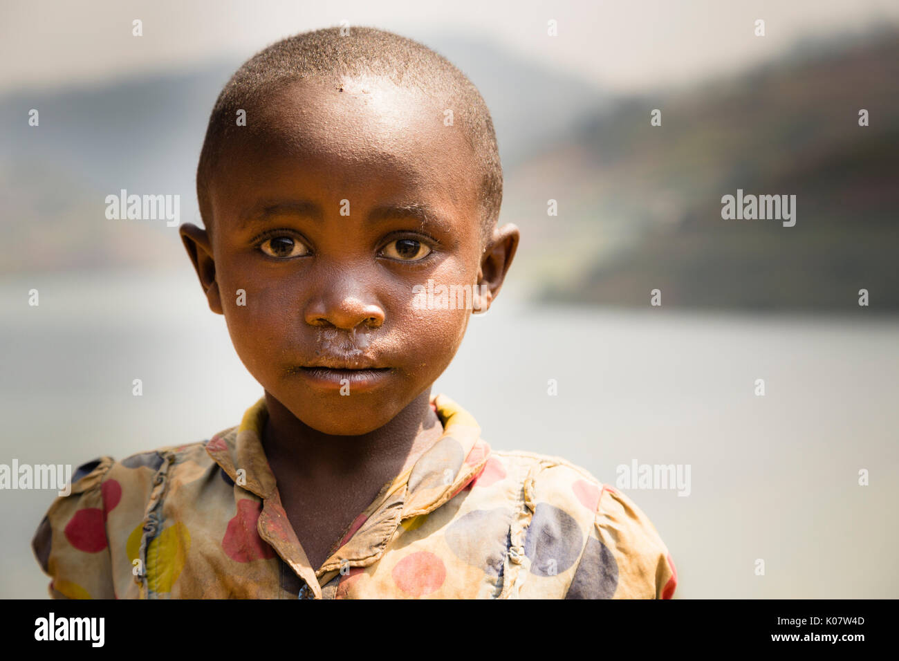 Young boy, Batwa Pygmy, Lake Bunyonyi, Uganda Stock Photo