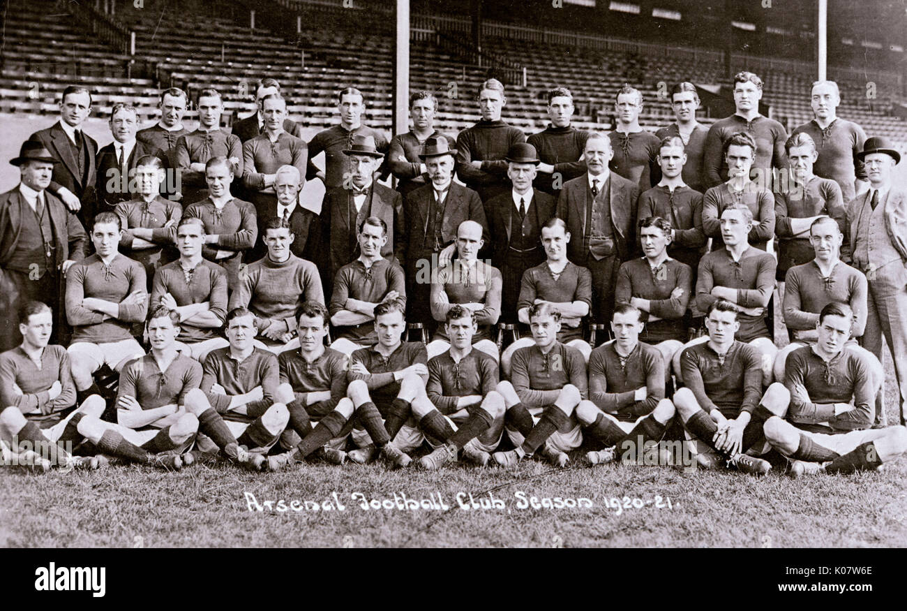 Arsenal Football Club team and officials, season of 1920-1921.      Date: 1920-1921 Stock Photo