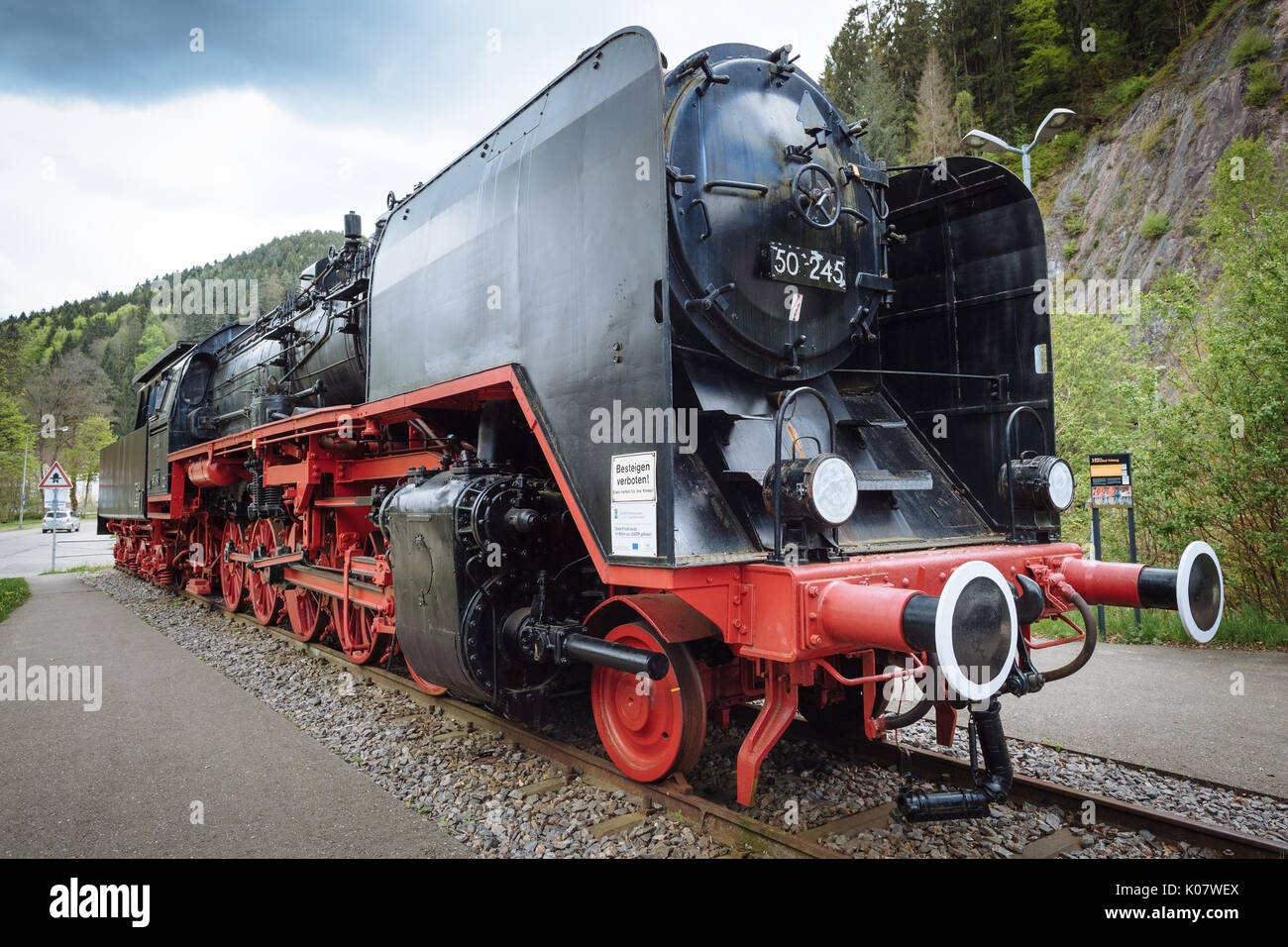 Historic steam engine 50245, lBlack Forest Railway, Triberg railway station, Triberg, Black Forest, Baden-Württemberg, Germany Stock Photo