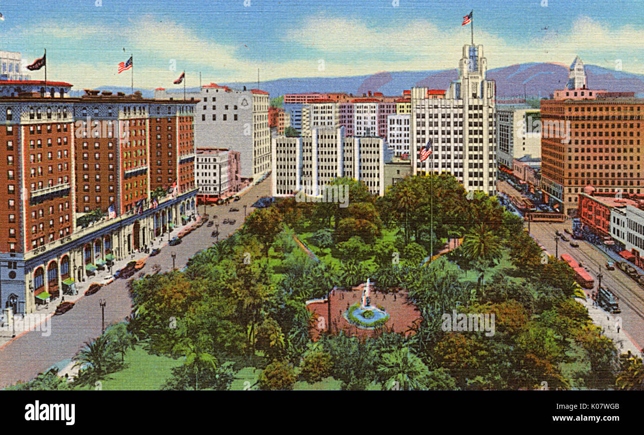 Los Angeles, California - Pershing Square and Biltmore Hotel Stock Photo
