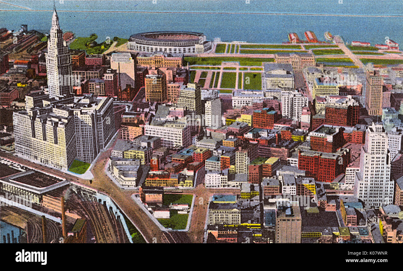 Cleveland, Ohio, USA - Aerial View of Downtown Stock Photo