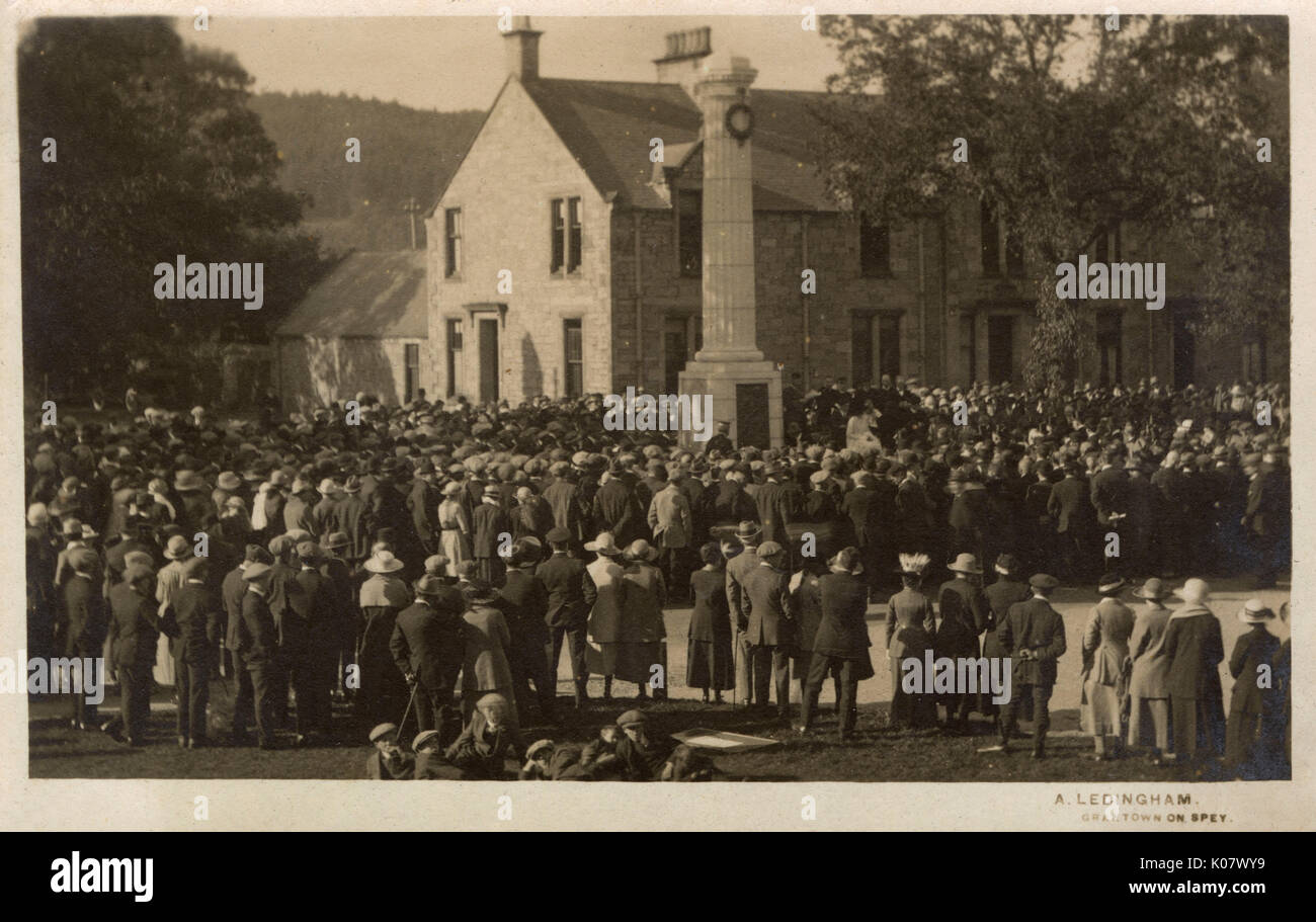 Unveiling of the Grantown on Spey War Memorial Stock Photo
