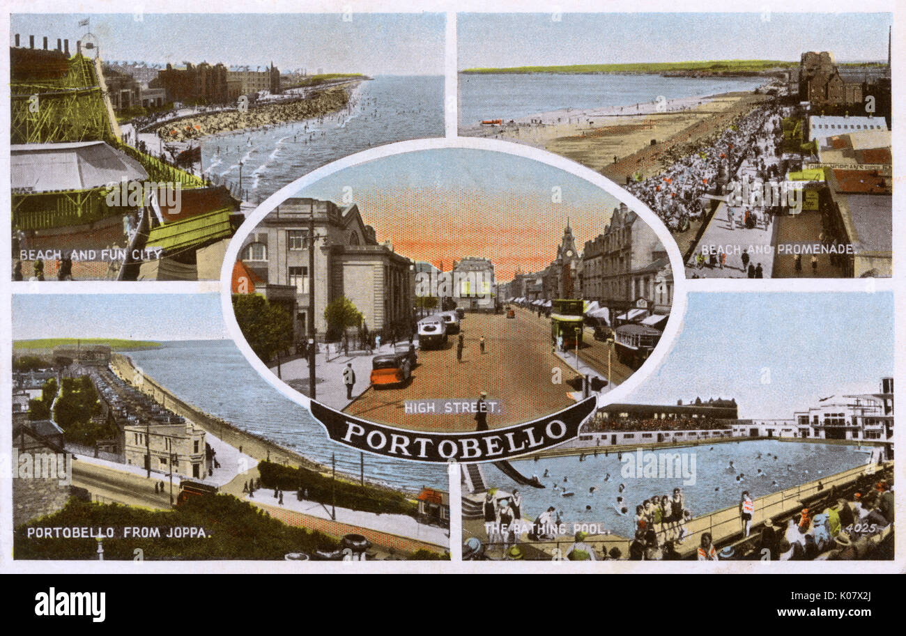 Portobello - a coastal suburb of Edinburgh. Formerly a beach resort, it is located three miles to the east of the city centre, facing the Firth of Forth     Date: 1937 Stock Photo