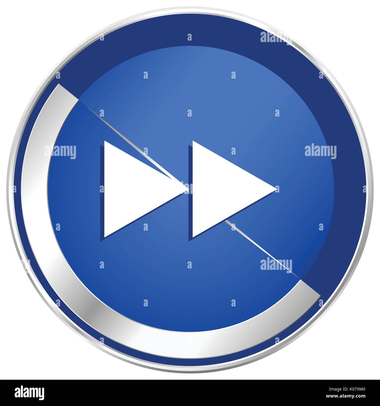 Rewind silver metallic web and mobile phone vector icon in eps 10. Stock Vector