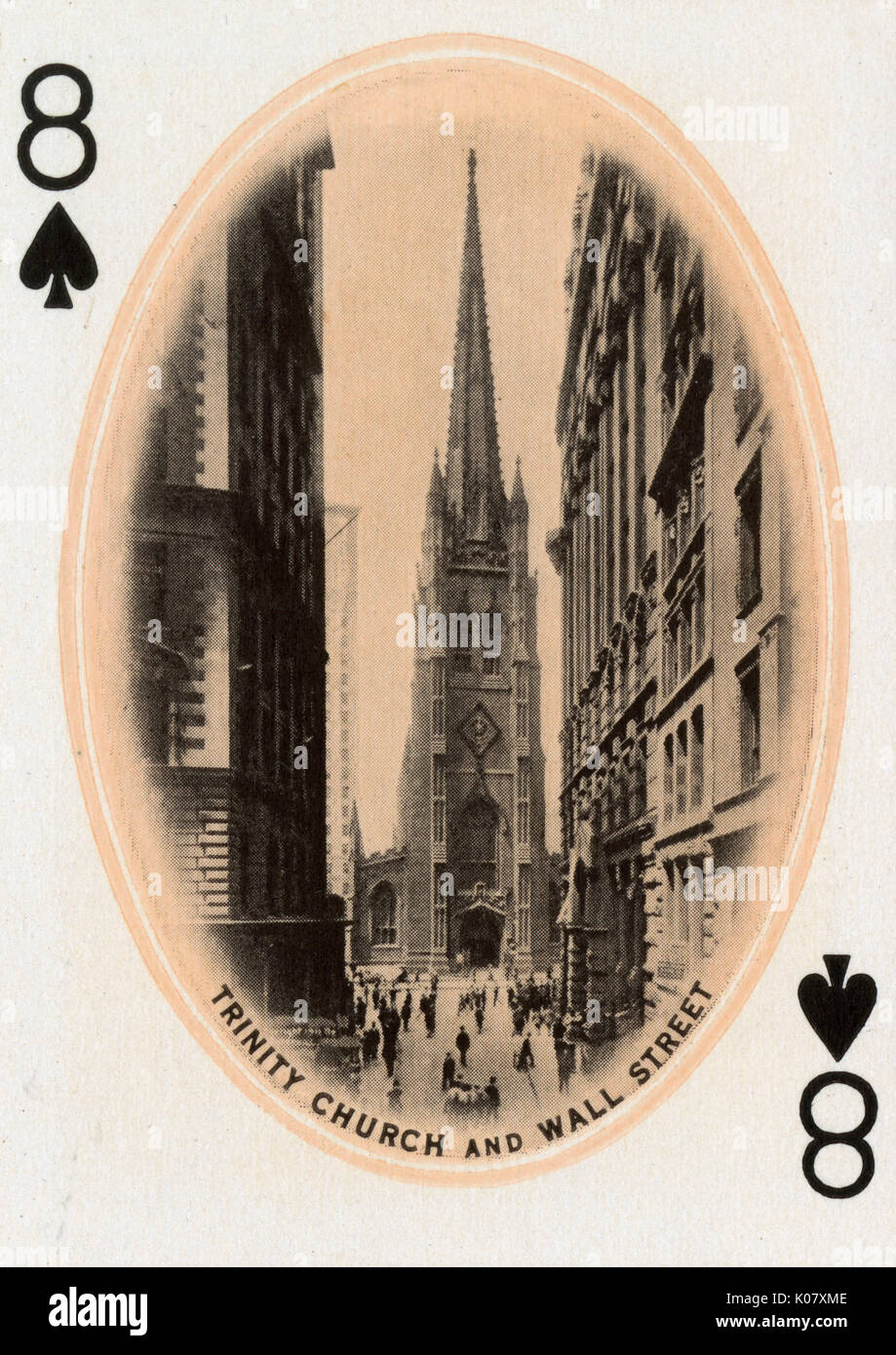 New York City - Playing card - Trinity Church and Wall St Stock Photo
