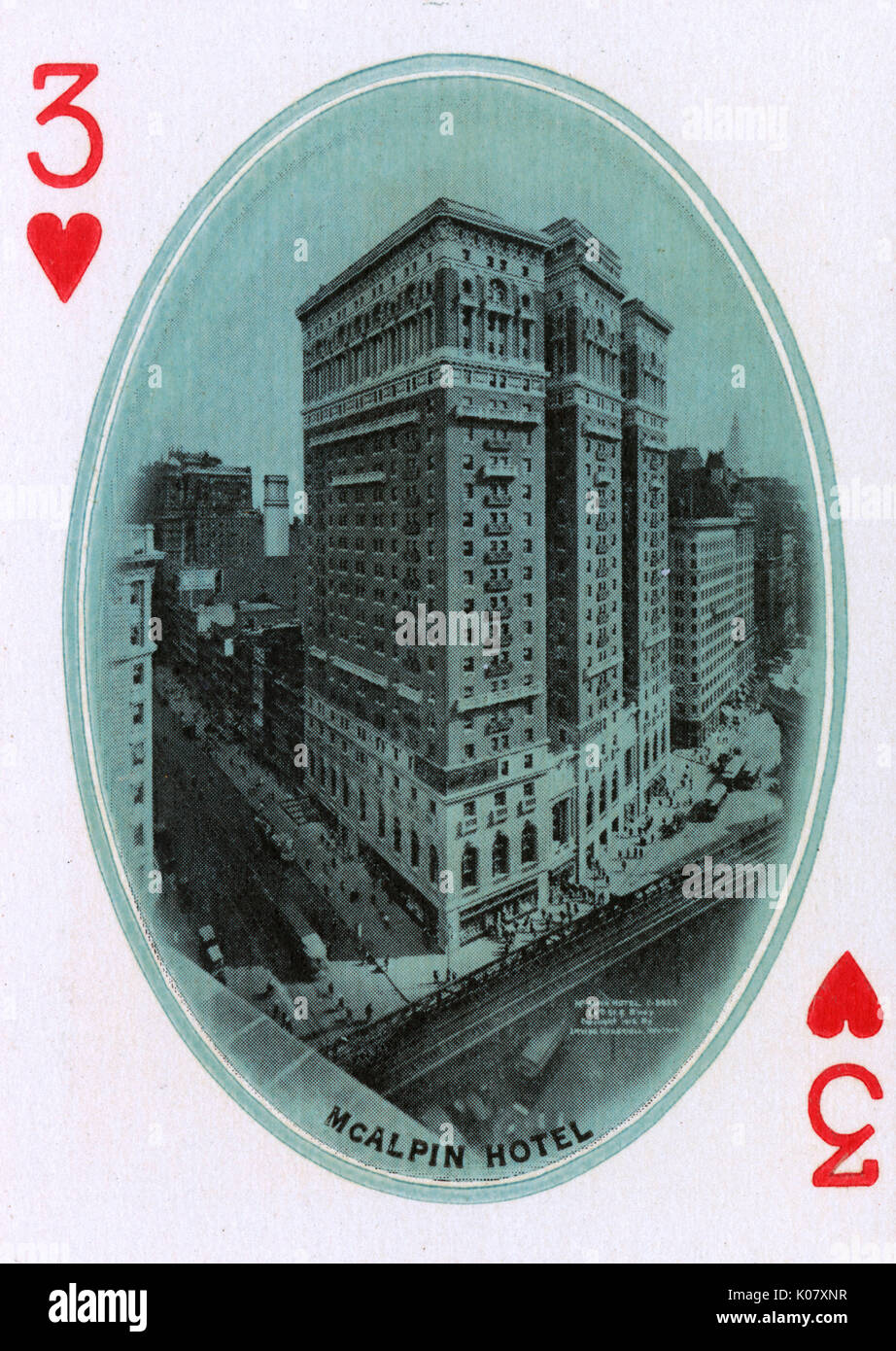 New York City - Playing card - McAlpin Hotel - 3 of Hearts Stock Photo