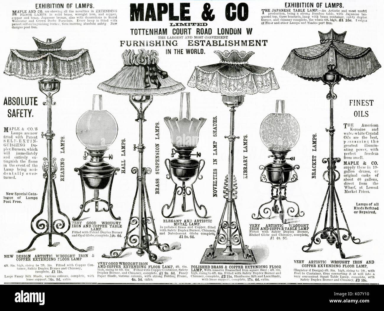 Advert for Maple & Co. lamps 1892 Stock Photo