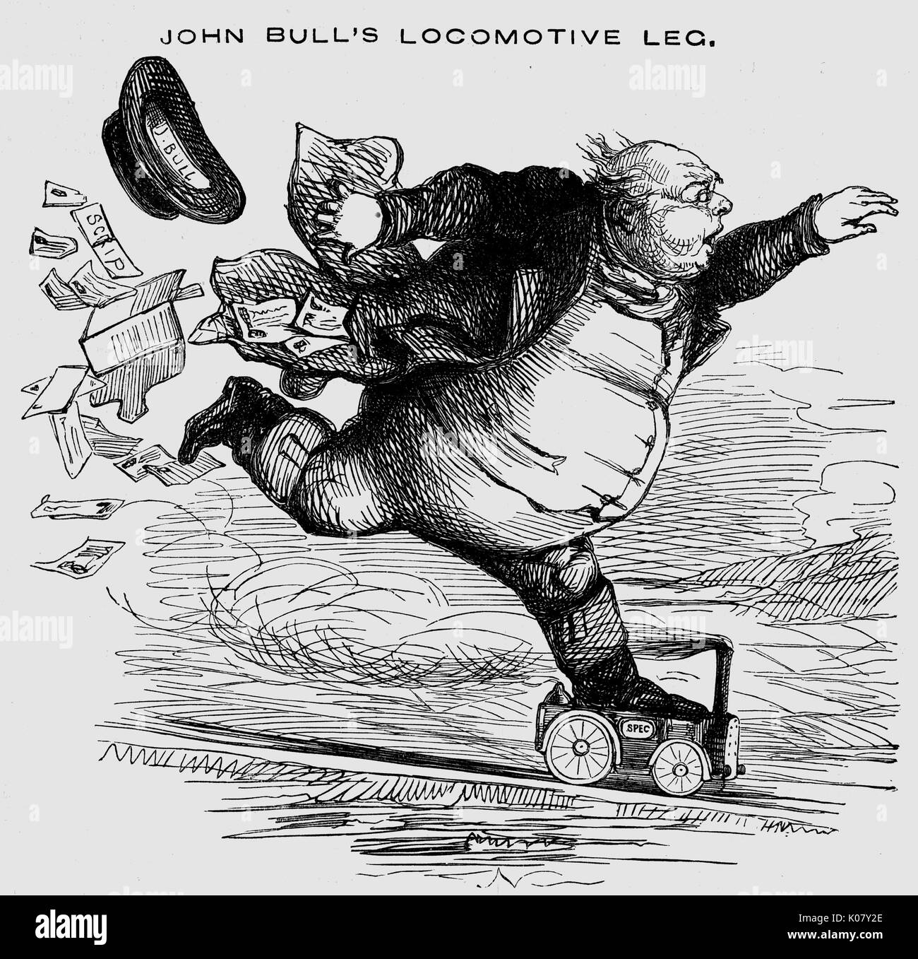 John Bull's Locomotive leg.     Date: 1845 Stock Photo
