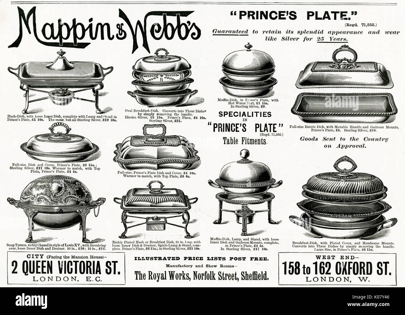 Advert for Mappin & Webb's tableware tureens 1898 Stock Photo