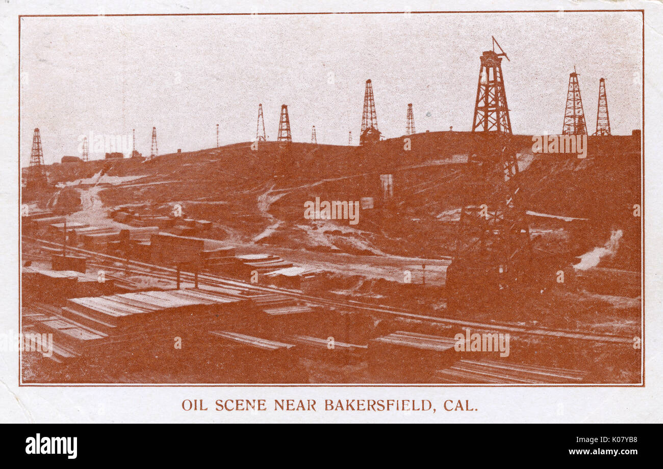 Oilfields near Bakersfield, Kern County, USA Stock Photo