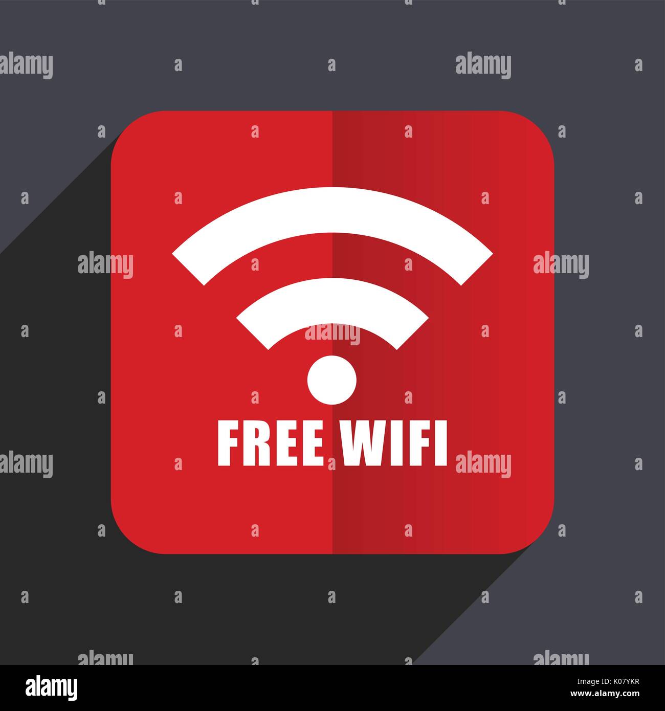 Download Free Wifi Flat Design Web Vector Icon Red Square Sign On Gray Background In Eps 10 Stock Vector Image Art Alamy