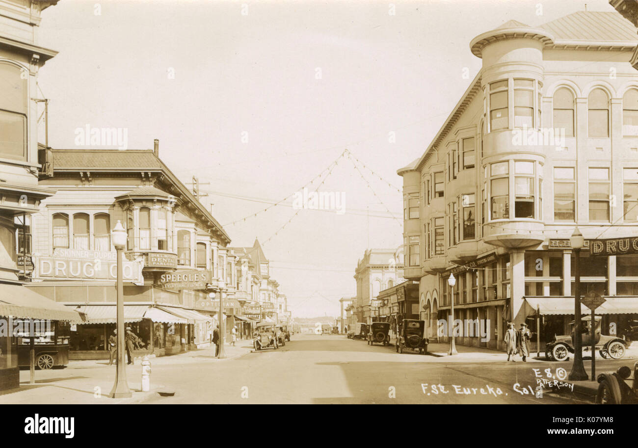 F Street, Eureka, Humboldt County, California, USA.     Date: circa 1915 Stock Photo