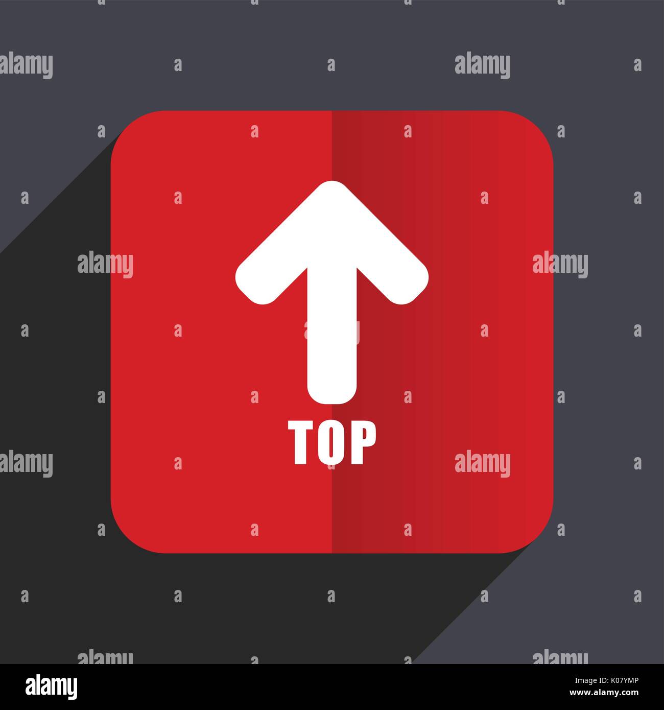 Top flat design web vector icon. Red square sign on gray background in eps 10. Stock Vector