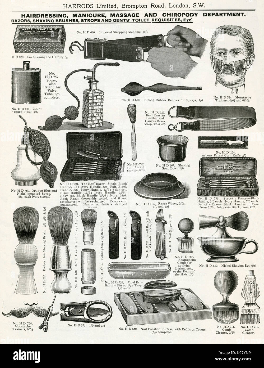 Trade catalogue of men's shaving equipment 1911 Stock Photo