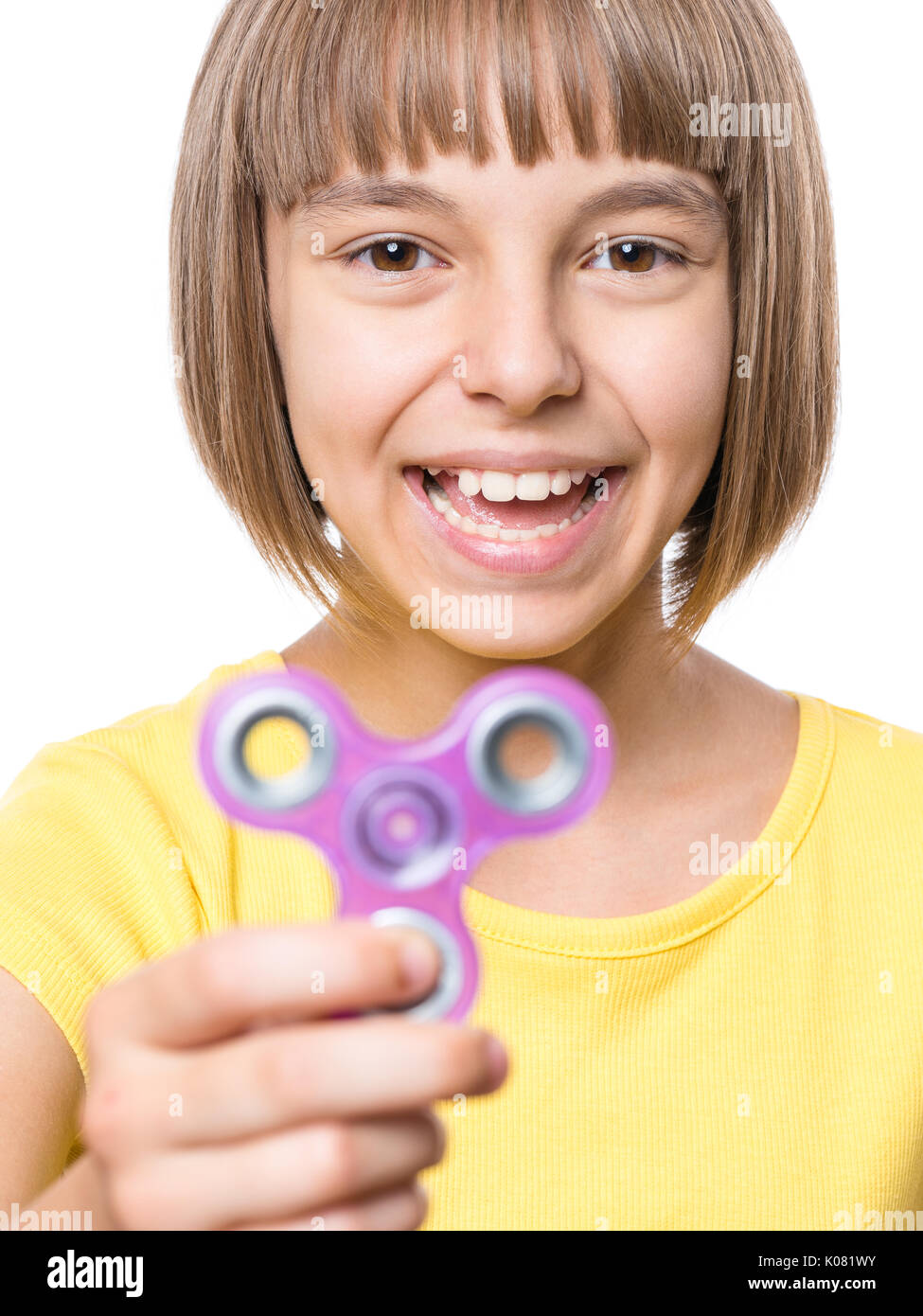 Girl with spinner Stock Photo Alamy