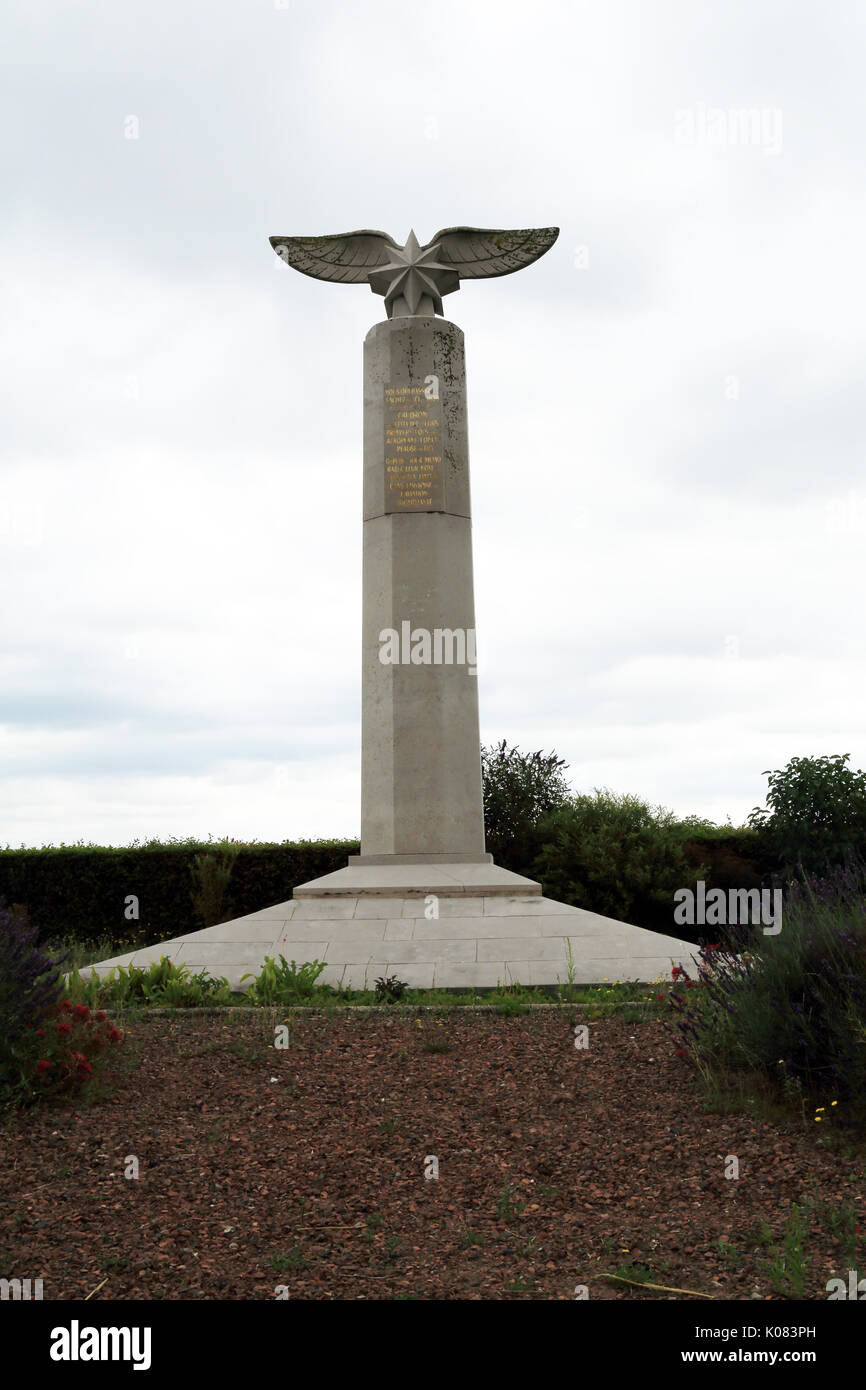 Monument to early pilot brothers Caudron on d235 just outside Ponthoile, Somme, Hauts de France, France Stock Photo