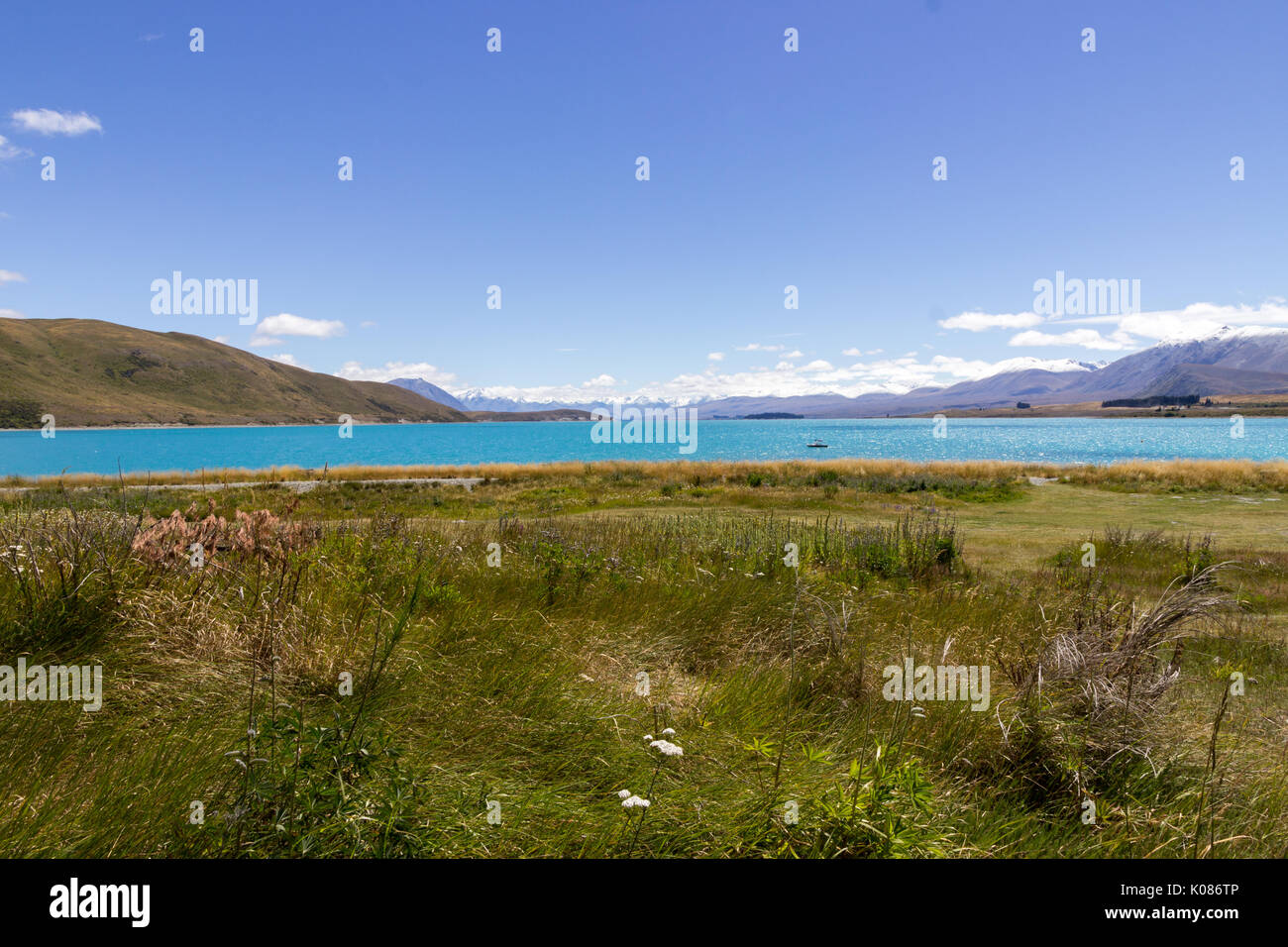 View of a lake at Glenorchy, New Zealand. Stock Photo