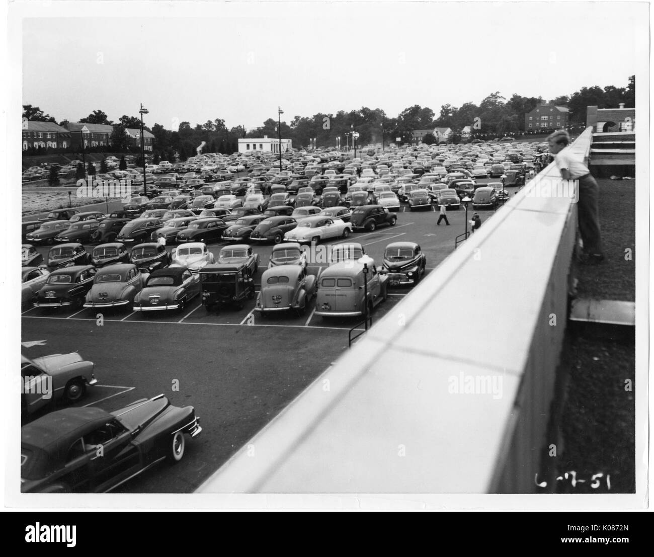 Photograph shot above the Northwood Shopping Center's parking lot in