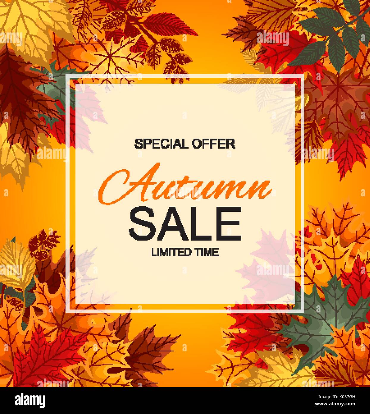 Abstract Vector Illustration Autumn Sale Background with Falling Stock ...