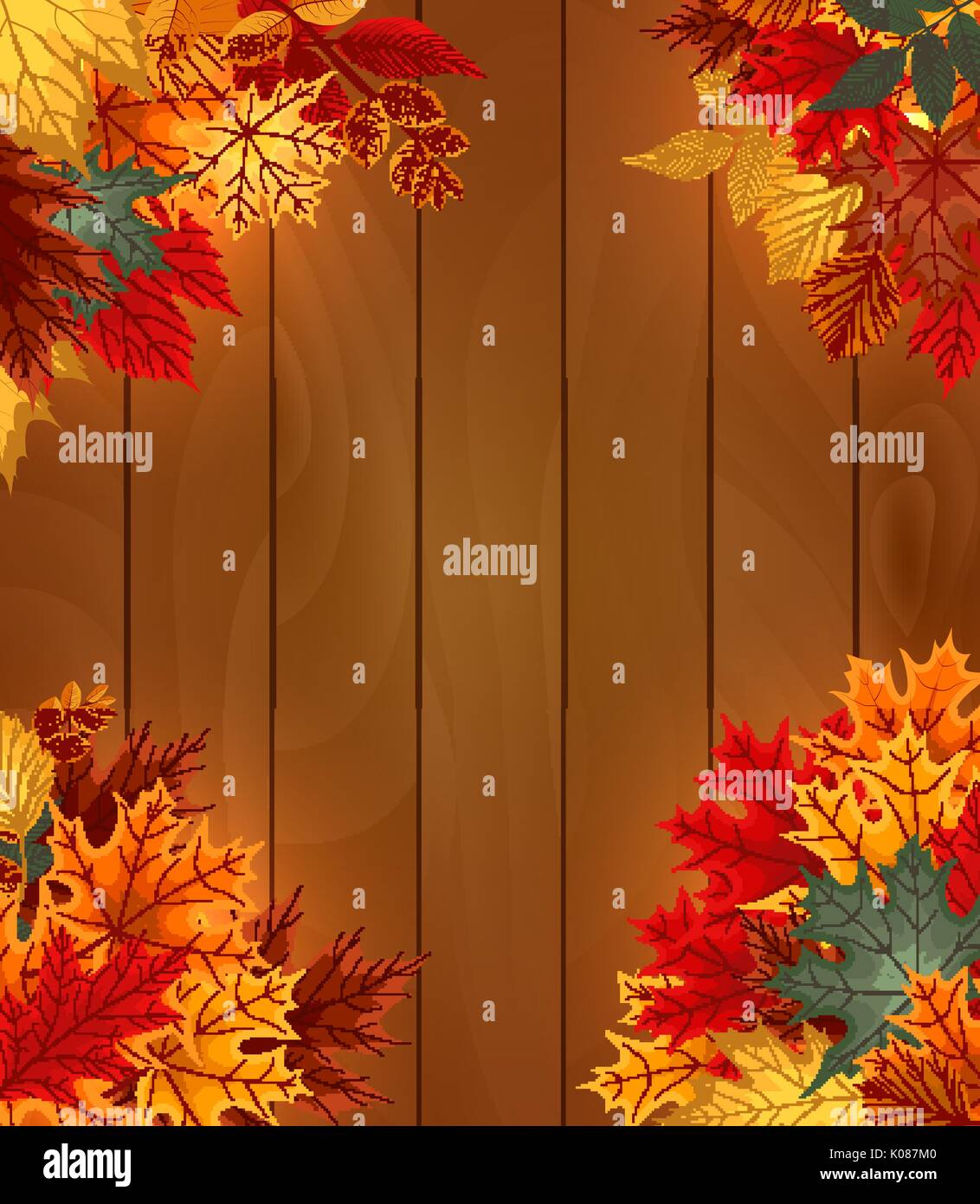 Abstract Vector Illustration Background with Falling Autumn Leav Stock ...