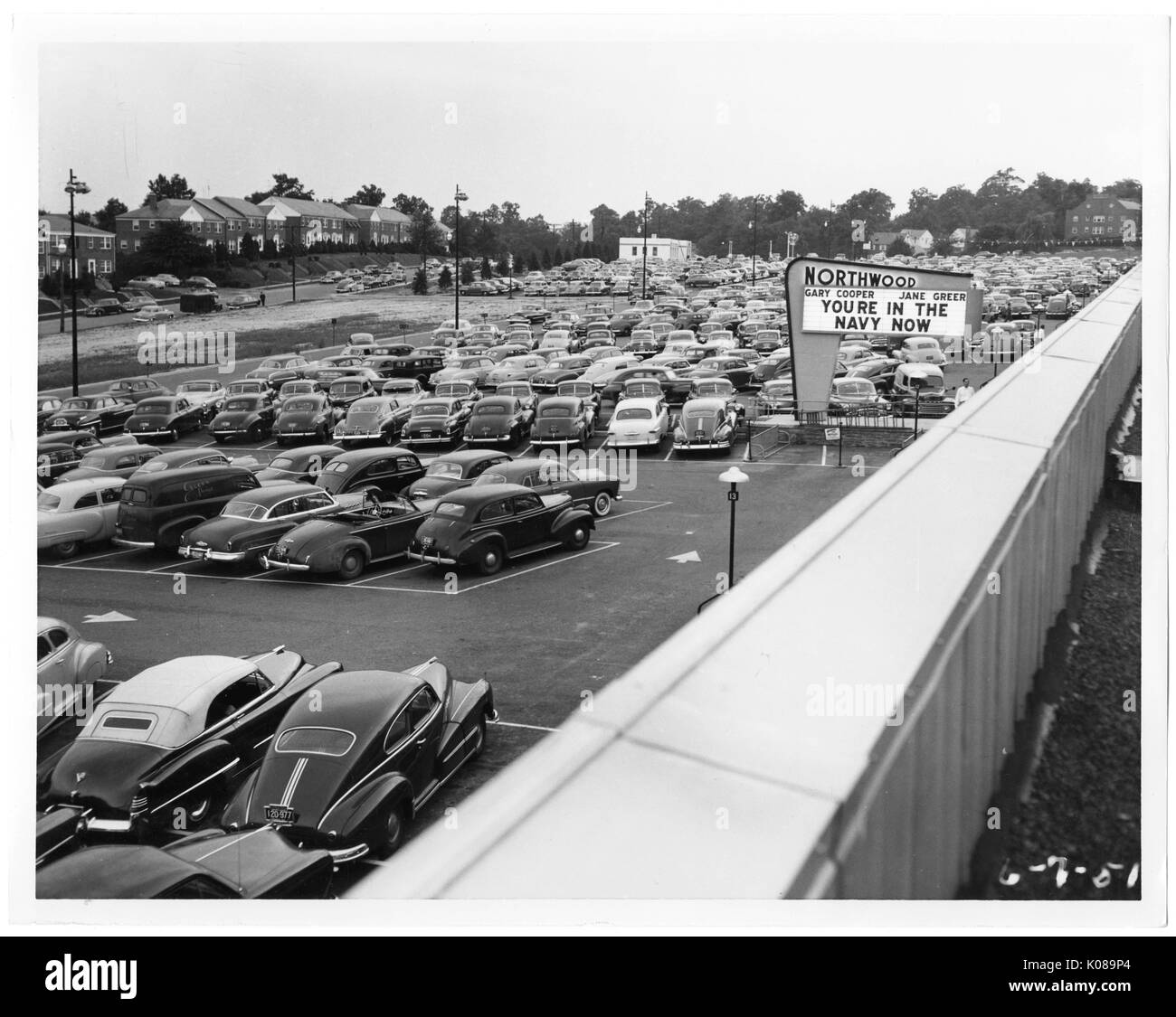 Photograph of a parking lot for the Northwood Shopping Center in
