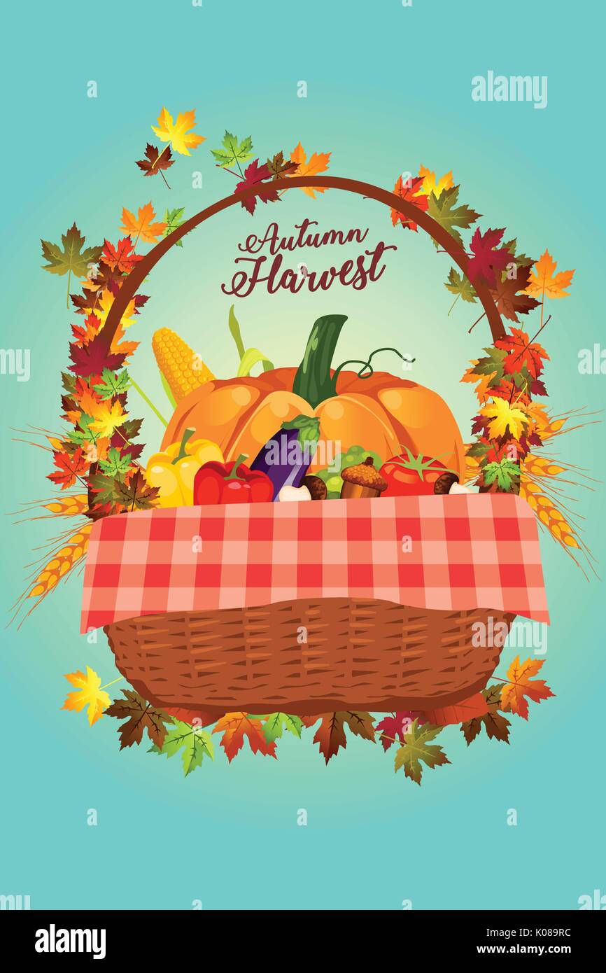 A vector illustration of Autumn Harvest Poster Stock Vector Image & Art ...