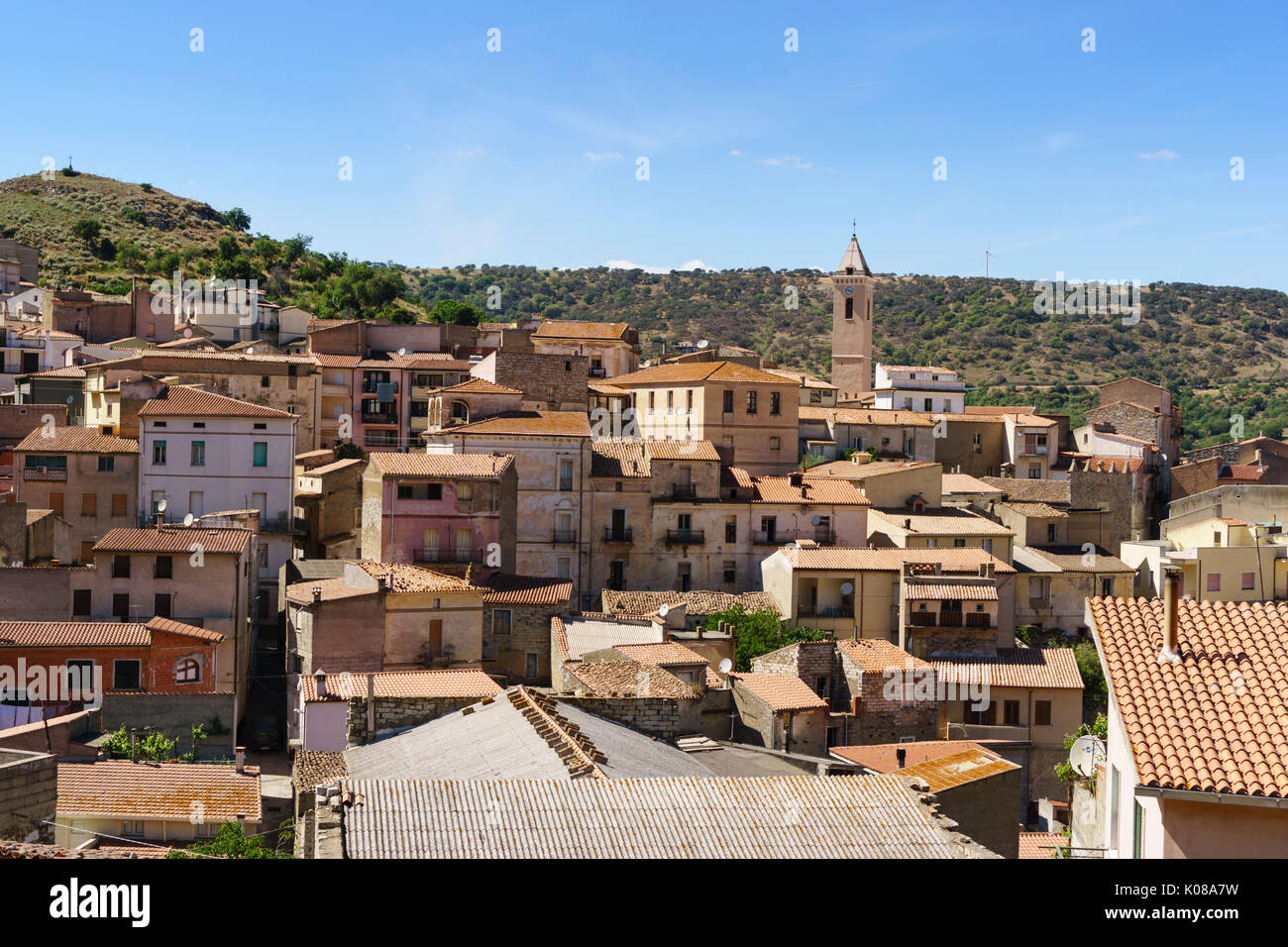 Italy, Sardinia - Bitti, Nuoro province. Village with Church oi San ...