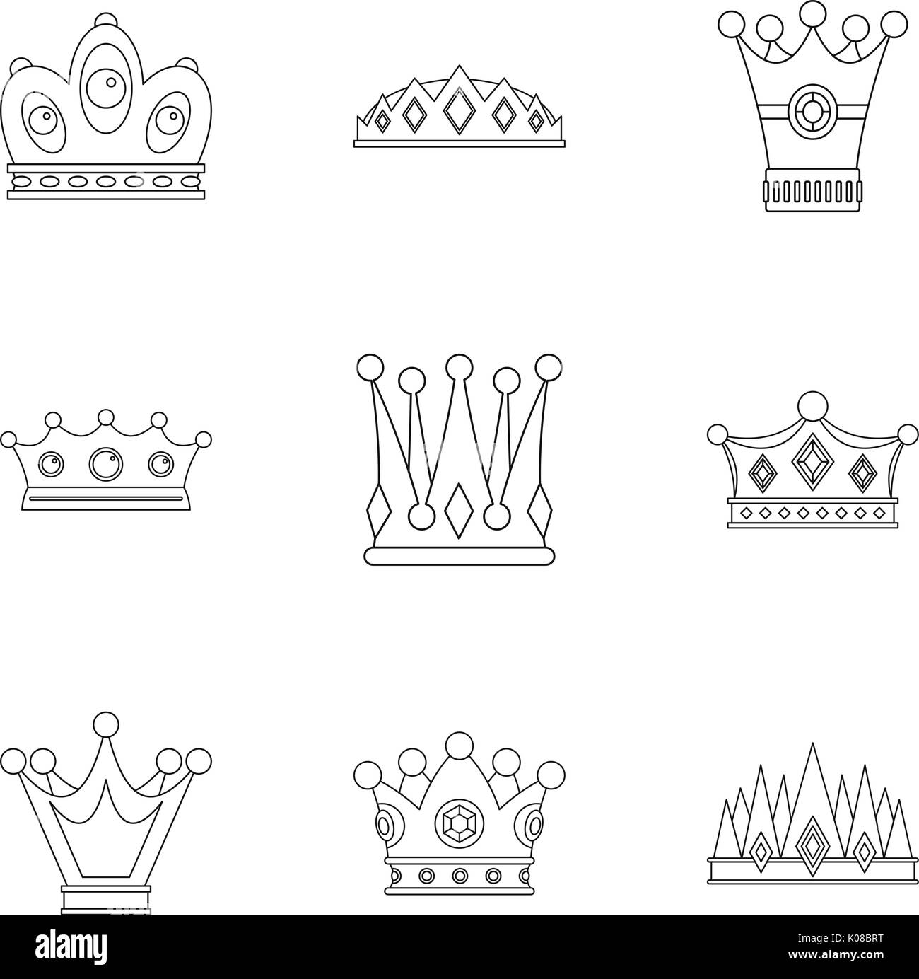 Majestic crown icon set, outline style Stock Vector Image & Art - Alamy