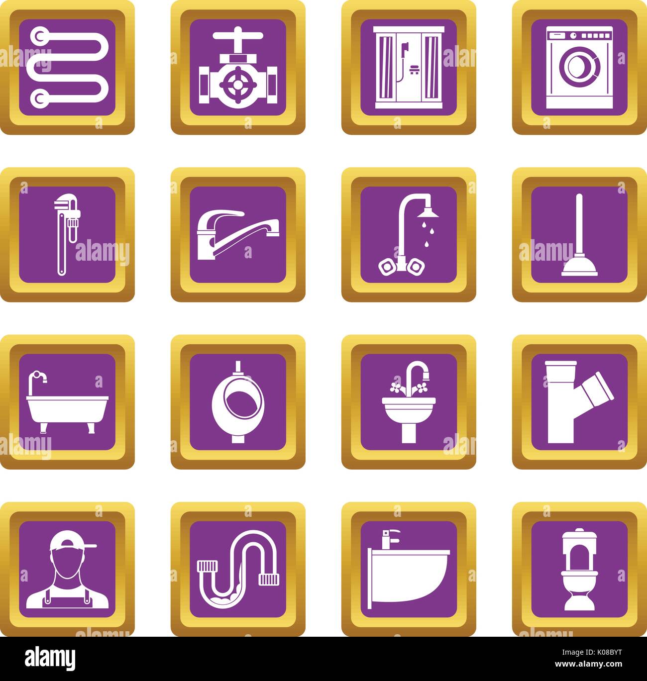 Plumbing icons set purple Stock Vector Image & Art - Alamy
