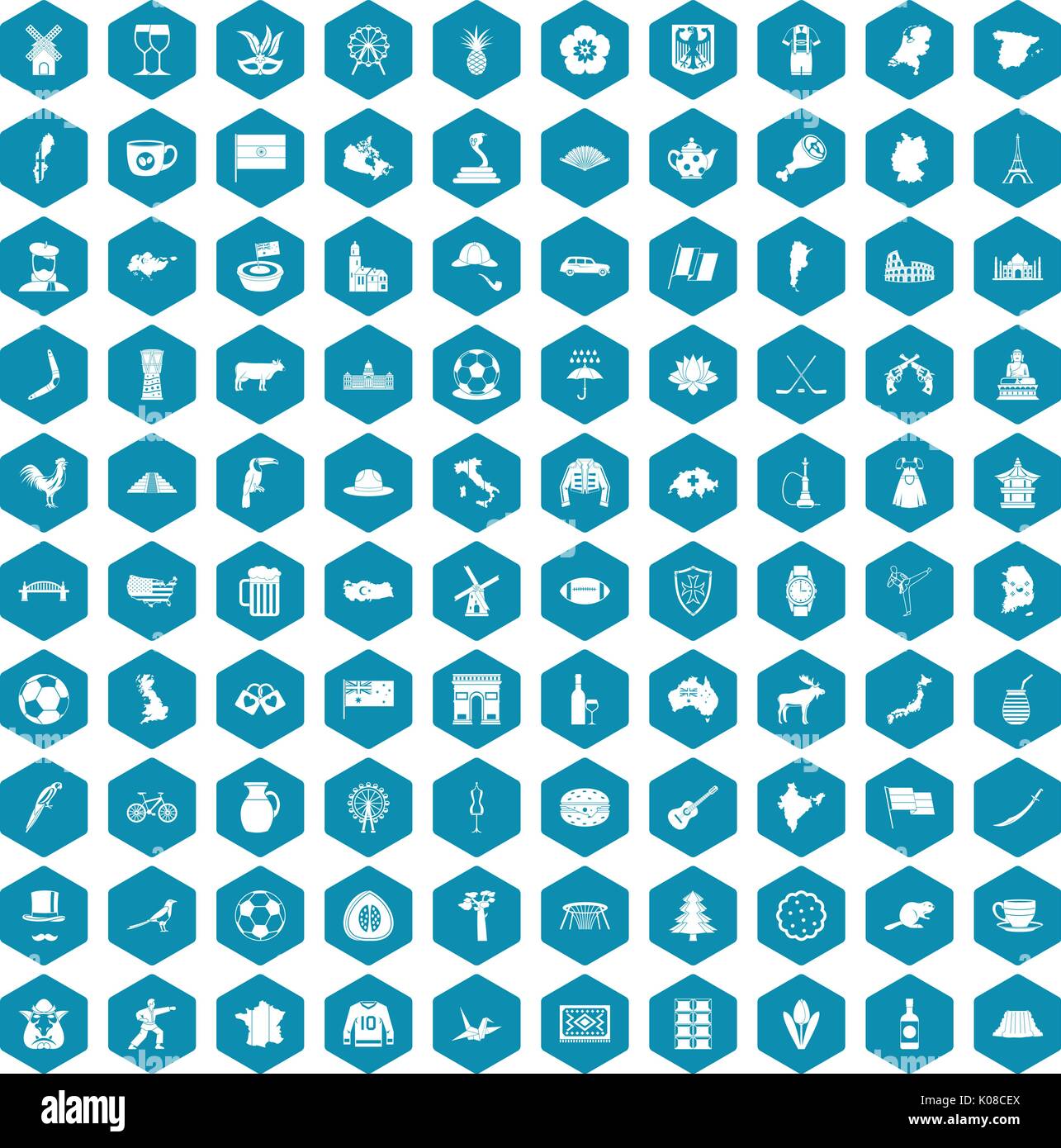 100 map icons sapphirine violet Stock Vector