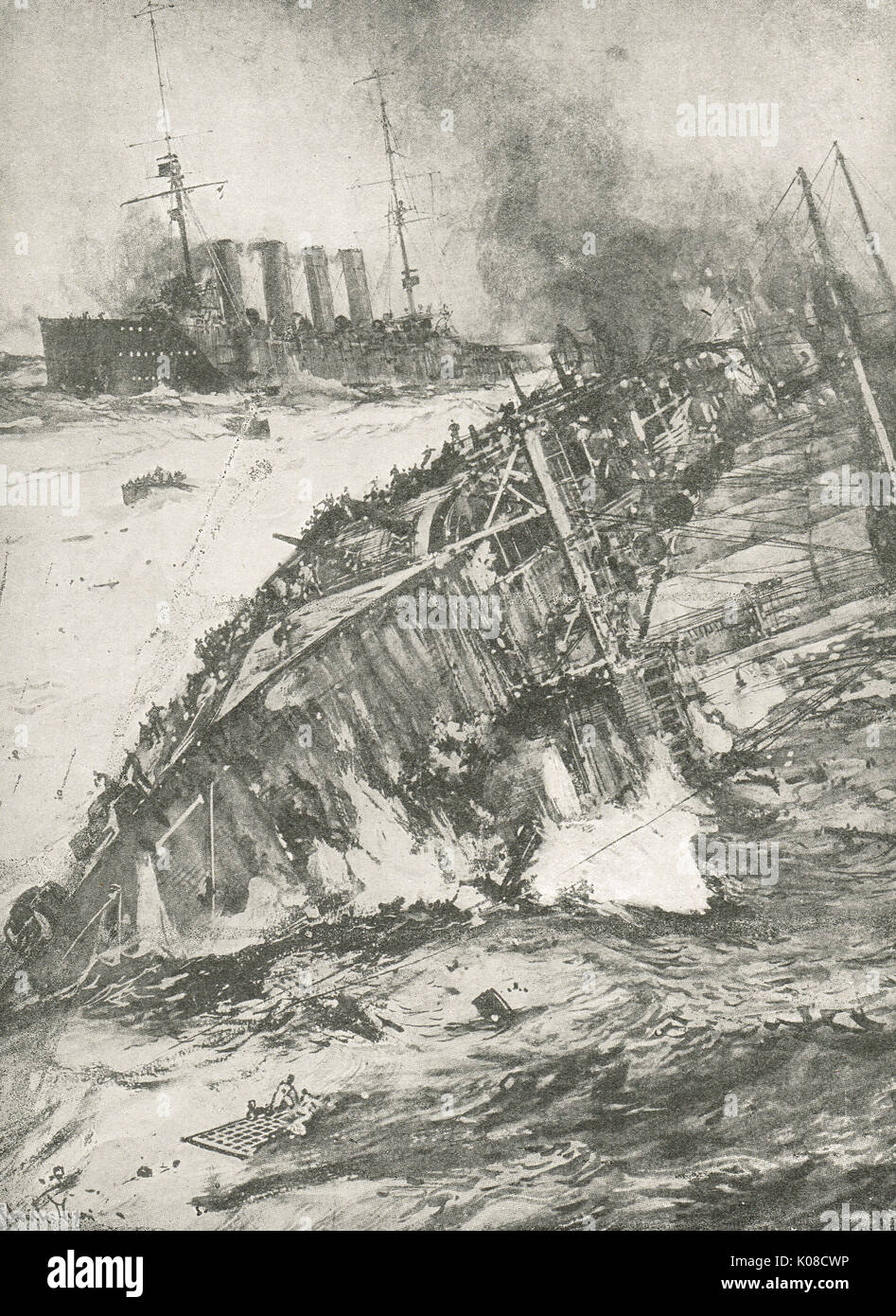 Sinking of HMS Aboukir, 22 Sept 1914 Stock Photo