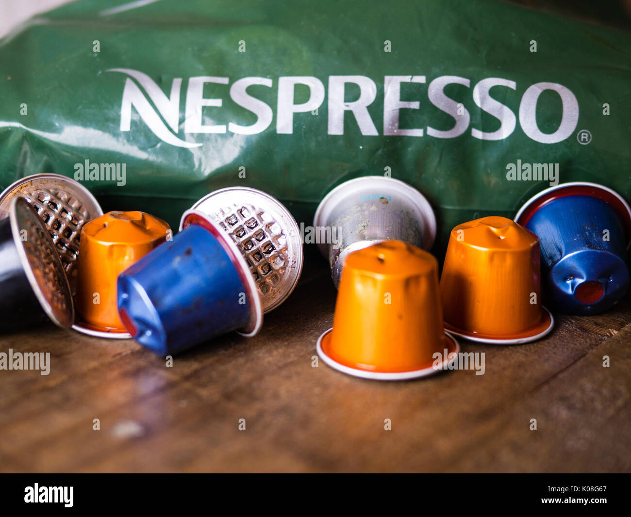 Nespresso Recycling Bag and Capsules Stock Photo - Alamy