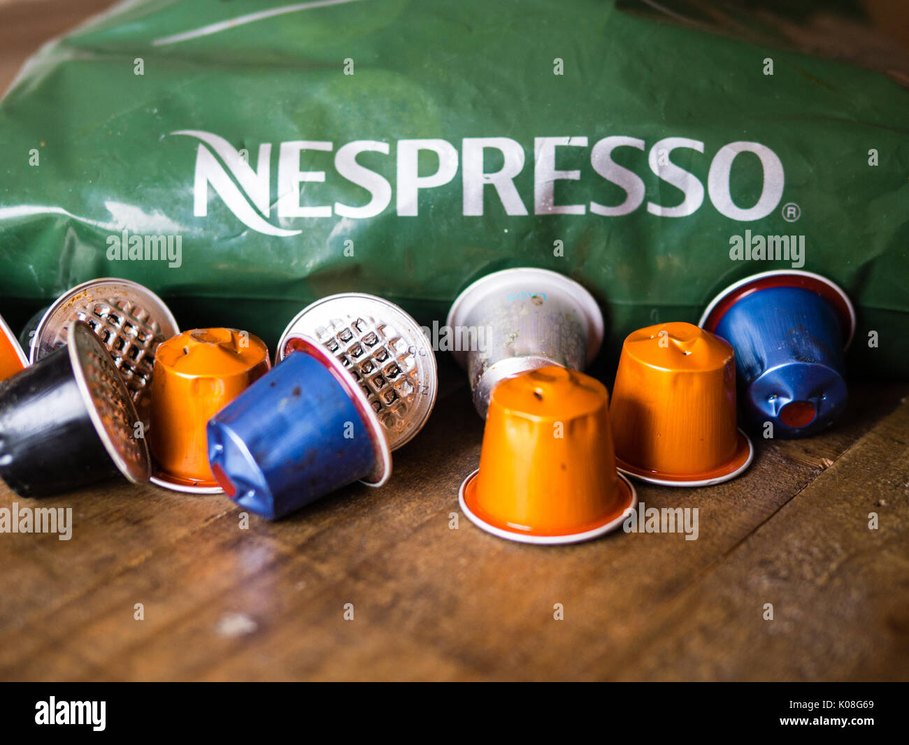 Nespresso Recycling Bag and Capsules Stock Photo Alamy