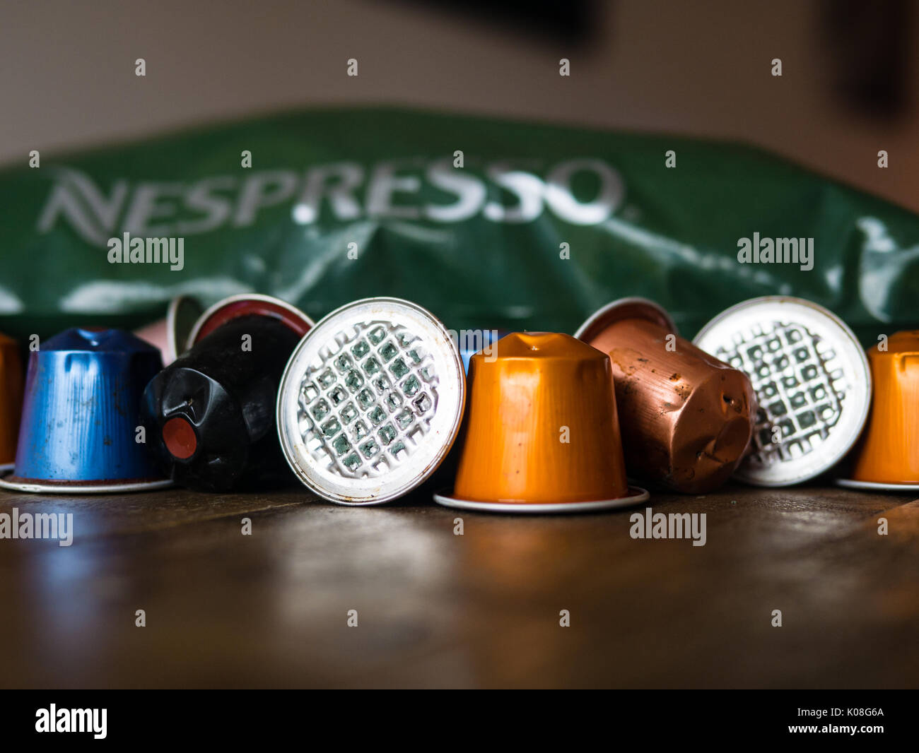 Nespresso Recycling Bag and Capsules Stock Photo Alamy