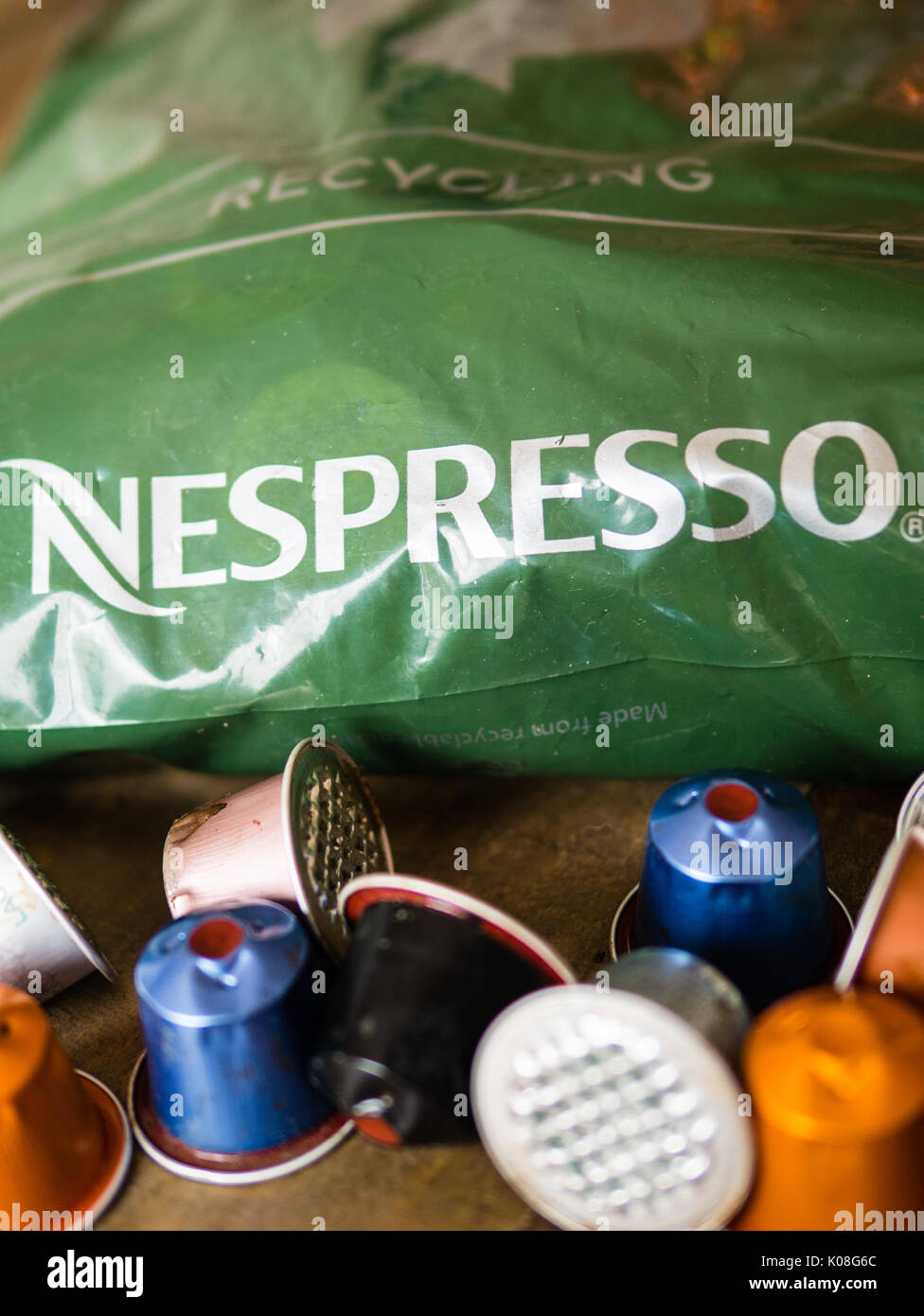 Nespresso Recycling Bag and Capsules Stock Photo Alamy