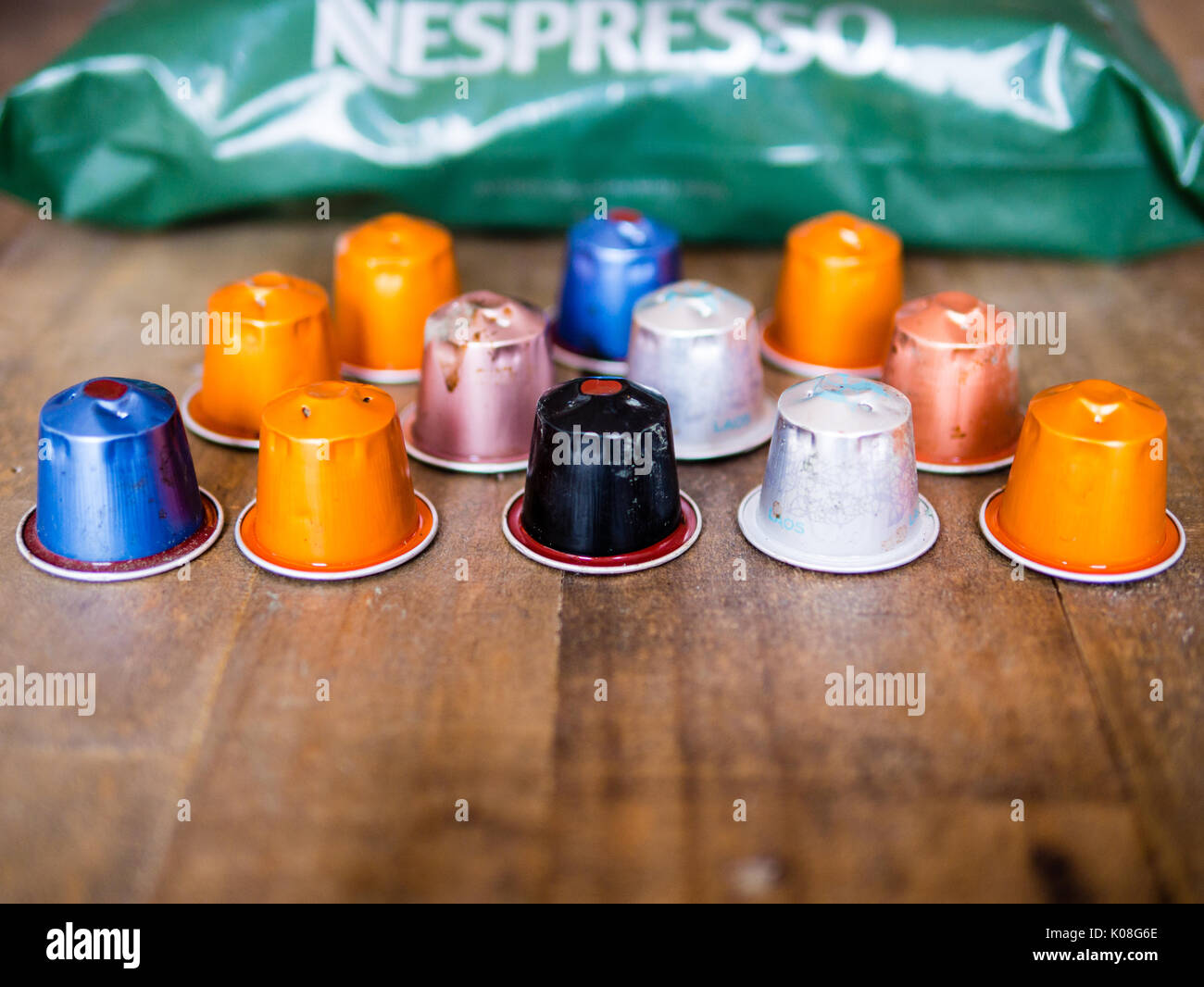 Nespresso Recycling Bag and Capsules Stock Photo Alamy