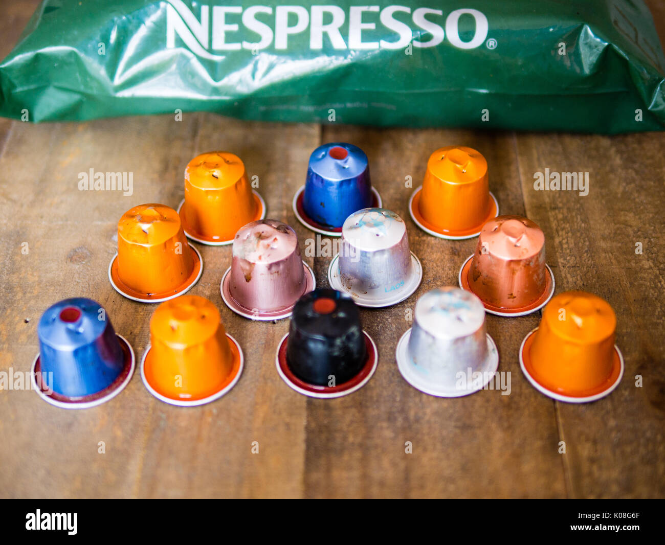 Nespresso Recycling Bag and Capsules Stock Photo Alamy