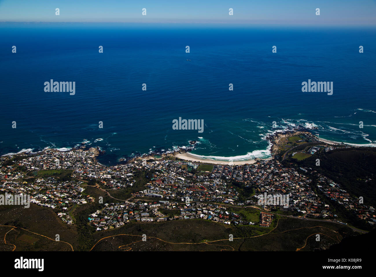 Panoramic view of the beautifull coastline from the top of Table ...