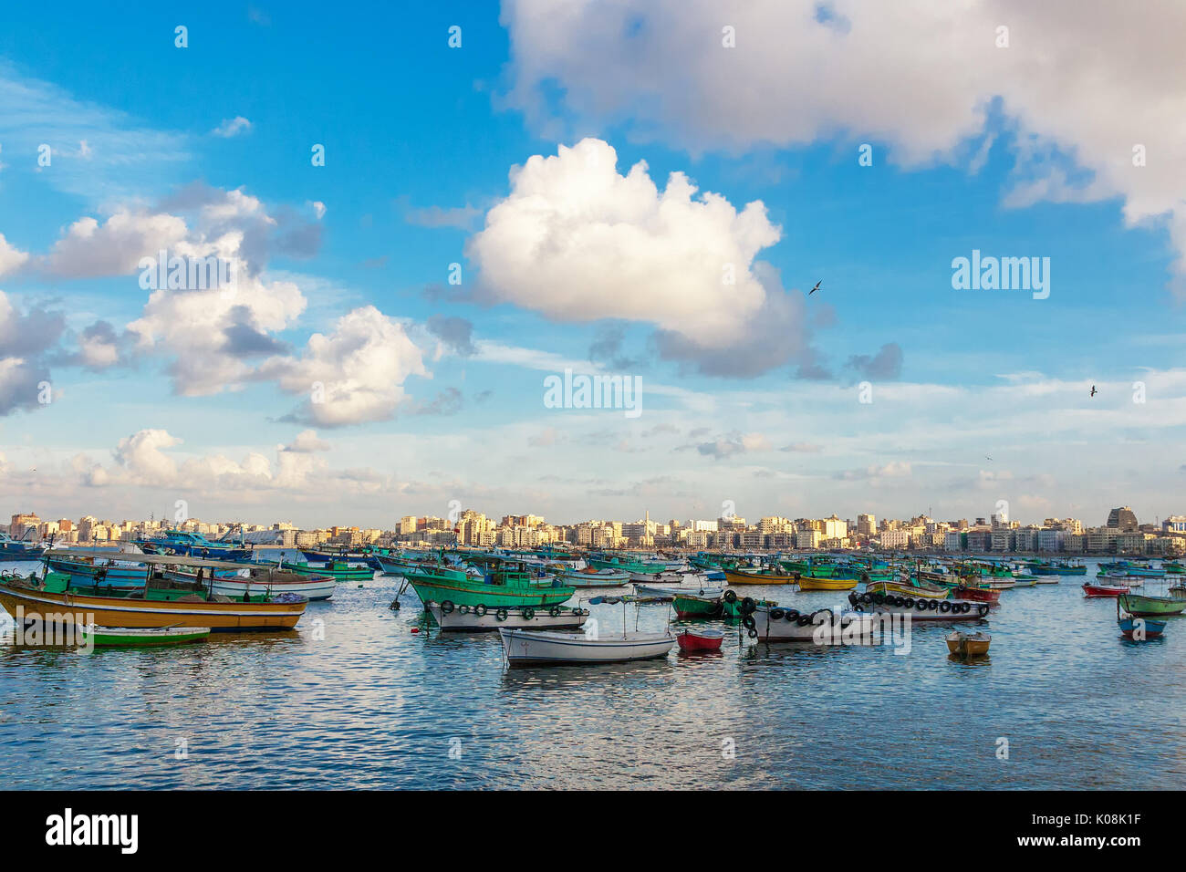 View of Alexandria harbor, Egypt Stock Photo