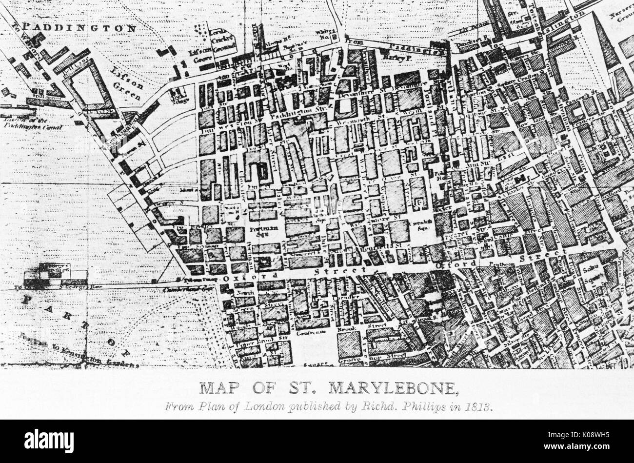 Map of St Marylebone, London Stock Photo